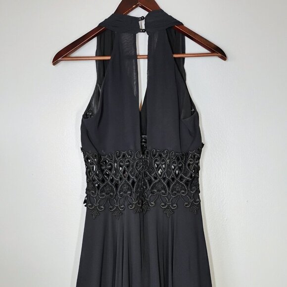 Vtg Cache Dress Womens 6/8 Black Evening Cutout Prom Formal Wedding Whimsigoth - Picture 9 of 16